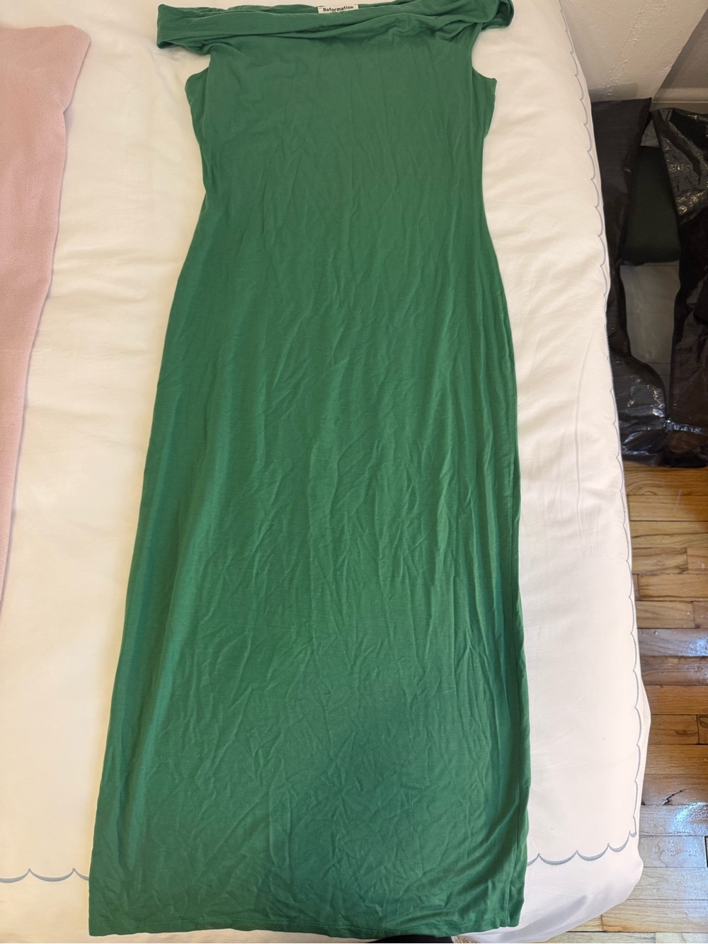 Reformation Green Off-Shoulder Women’s Maxi Dress